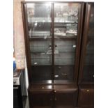 Illuminated Glazed Ercol Display Cabinet with Cupboard under