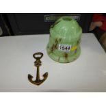 Glass Light Shade and Brass Anchor Bottle Opener