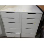 Pair of Modern Five Drawer Cabinets
