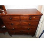 Mahogany Two over Three Chest of Drawers on Bun Feet