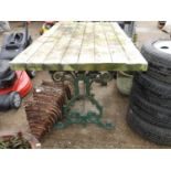 Wooden Garden Table on Cast Iron Base