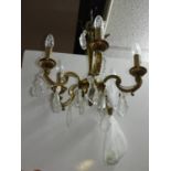 Gilt Three Branch Chandelier Style Light Fitting