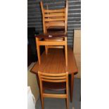 Retro Oval Drop Flap Dining Table and 4x Matching Chairs
