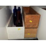 Wooden Boxes and Coloured Bottles