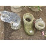 3x Concrete Garden Ornaments