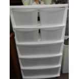 Bank of Seven Plastic Storage Drawers