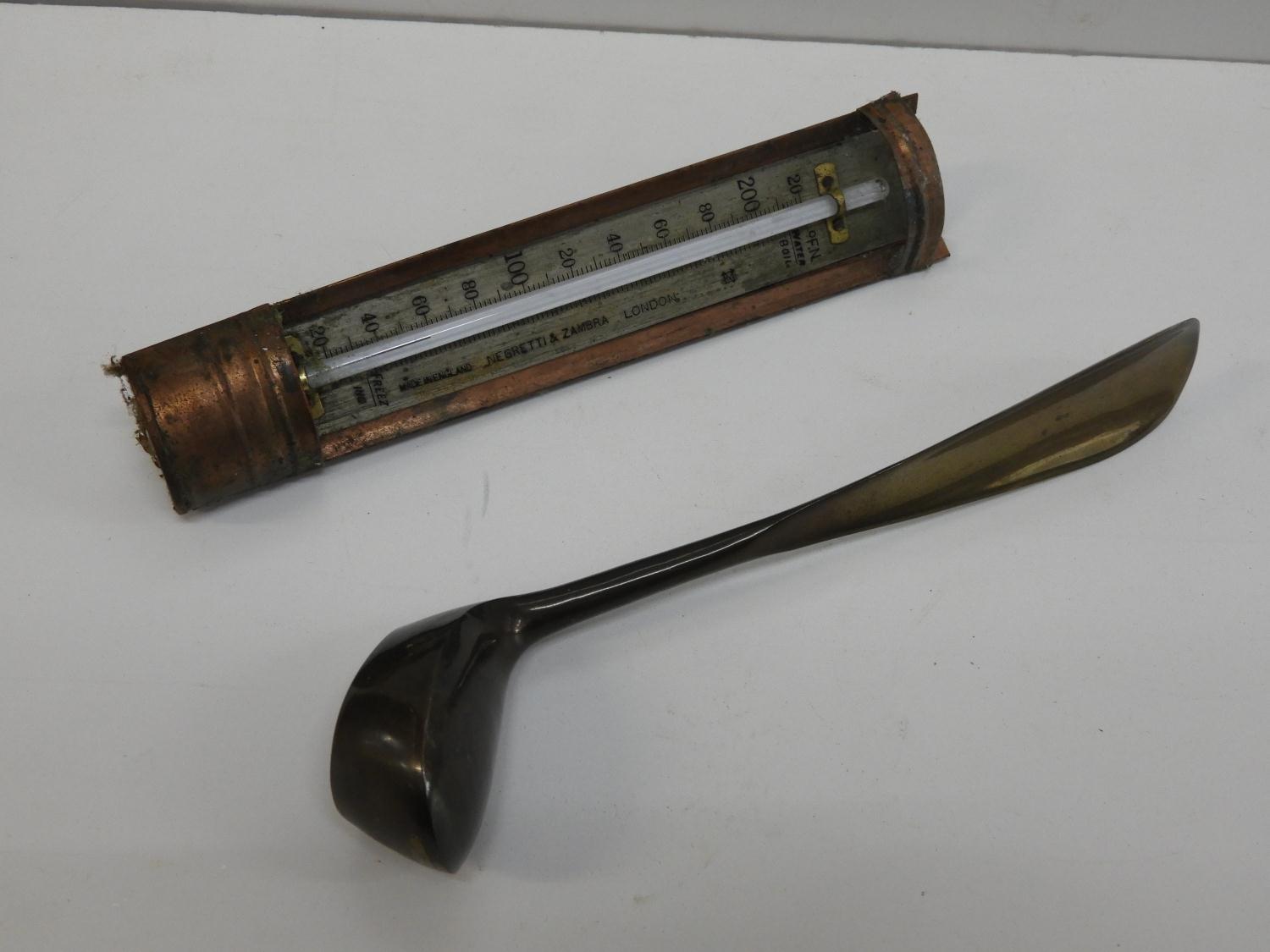 Negretti and Zambra Thermometer and Brass Golf Club Shoe Lift