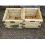 Pair of Wooden Square Garden Planters by Rowlinson