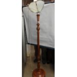 Carved Wooden Standard Lamp with Glass Shade