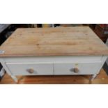 Part Painted Pine Coffee Table with Drawers