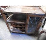 Oak Tea Trolley with Leaded Glazed Door