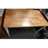 Light Wood Kitchen Table with Painted Legs