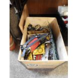 Wooden Crate and Contents - Tools, Foot Pump etc
