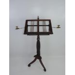 Adjustable Early Victorian Rosewood Music Stand with Original Candle Holders