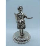 Continental Silver Miniature Figure - Girl with Basket - 3.7" Tall