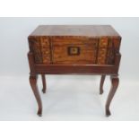 Victorian Walnut Tunbridge Ware Writing Slope - Later Conversion to Sewing Box