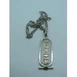 Egyptian Silver and Gold Hieroglyph Pendant on Chain