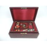 Jewellery Box with Fitted Interior and Contents - Vintage Costume Jewellery