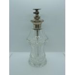 Silver Collared Cut Glass Perfume Bottle