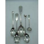 5x Sterling Silver Spoons - Various Dates - 63gms