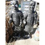 Pair of Painted Resin Figure Ornaments - 45" High