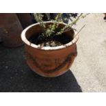 Large Terracotta Circular Garden Planter - 19" High x 19" Diameter