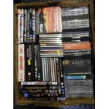 Box of DVDs and CDs