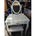 Painted Modern Dressing Table with Stool