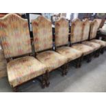 Set of 6x Upholstered Dining Chairs on Turned Legs