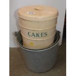 Galvanised Bucket and Cake Bin etc