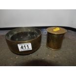 2x Brass Singing Bowls and Lidded Brass Tobacco Jar