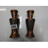 Pair of Art Nouveau Copper Vases