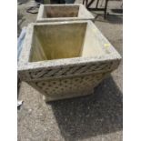 Pair of Square Concrete Cotswold Studios Garden Planters