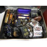 Tin and Contents - Various Collectables, Costume Jewellery etc