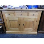 Good quality Modern Oak Side Board with Three Drawers and Cupboard under