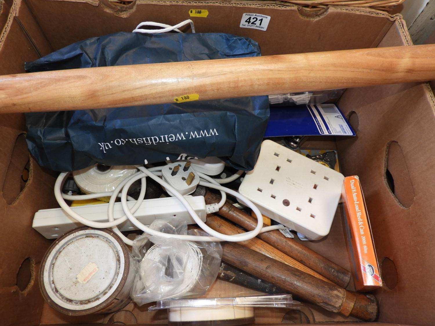 Box of Misc - Tools, Extension Leads etc