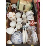 Box of Misc - China, Glassware and Vintage Tin etc