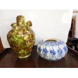 Blue and White Oriental Dish and Studio Pottery Flagon