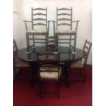 Ercol Oval Extending Dining Table with 6x Matching Chairs (2 of which are Carvers)