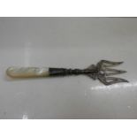 Mother of Pearl Handled Birmingham Silver Bread Fork