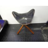 Three Legged Leather Topped Seat