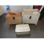 Wooden Shoe Cleaning Box and 2x Vintage First Aid Kits