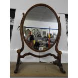 Oval Wood Framed Dressing Table Mirror