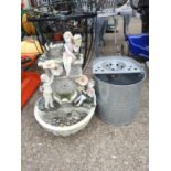 Garden Misc - Galvanised Bucket, Water Feature etc