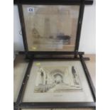 Pair of Framed Vintage Photographs of Chittlehampton Church