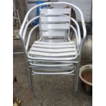 3x Stacking Metal Garden Chairs