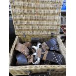 Wicker Basket and Contents - Leather Belts