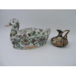 Hand Painted Oriental Japanese Jug and Duck Serving Dish