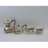 Birmingham Silver Tea Set - Teapot, Coffee Pot, Sugar Bowl and Milk Jug - Dated 1939 - Total
