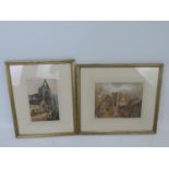 2x Watercolours Chepstow Castle - 10" x 8" and Tintern Abbey - 6" x 9"